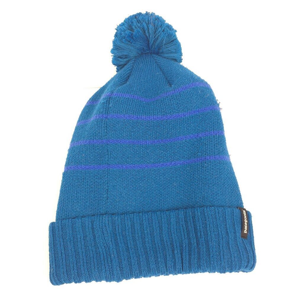 Patagonia Powder Town Beanie Perennial Stripe Knit Steller Blue